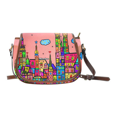 Munich Popart by Nico Bielow Saddle Bag/Small (Model 1649) Full Customization