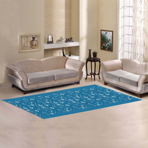 blue and white floral Area Rug 9'6''x3'3''