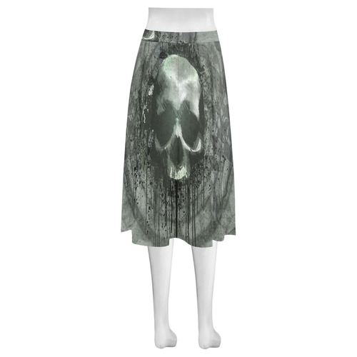 Awesome skull with bones and grunge Mnemosyne Women's Crepe Skirt (Model D16)