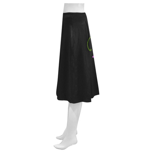 Día De Los Muertos Two Skulls Flowers Mnemosyne Women's Crepe Skirt (Model D16)