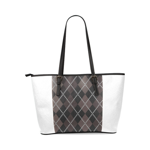 Vintage elegant edition in Grey and Brown / zig - zag Elegant Edition in Designers quality Leather Tote Bag/Large (Model 1640)
