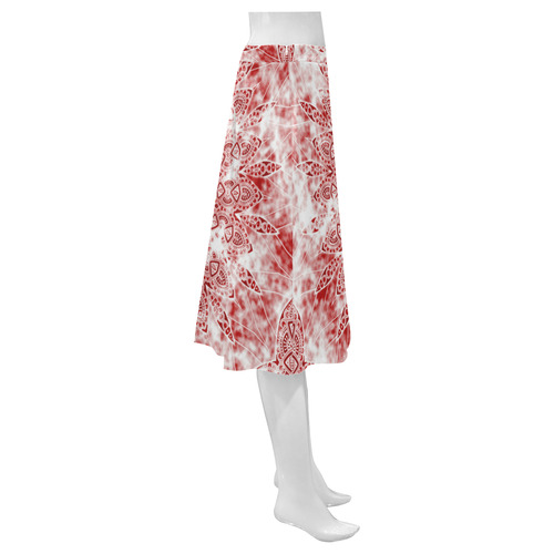 INDIA Patterns MANDALA CLOUDY Clotting Red White Mnemosyne Women's Crepe Skirt (Model D16)