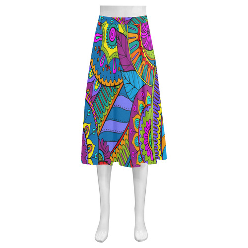 Pop Art PAISLEY Ornaments Pattern multicolored Mnemosyne Women's Crepe Skirt (Model D16)
