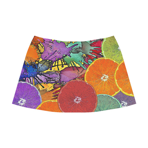 Pop Art Pattern Mix ORANGES SPLASHES multicolored Mnemosyne Women's Crepe Skirt (Model D16)