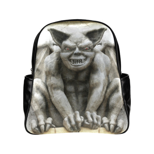 Grotesque Gargoyle with Red Eyes Multi-Pockets Backpack (Model 1636)