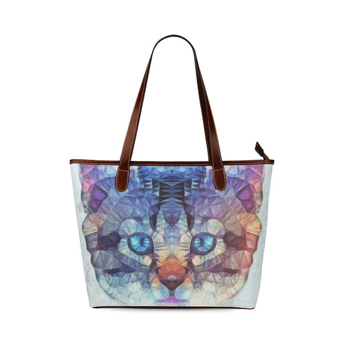 abstract kitten, cat Shoulder Tote Bag (Model 1646)