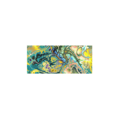 Flower Power Fractal Batik Teal Yellow Blue Salmon Sleeveless Splicing Shift Dress(Model D17)