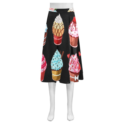 cupcakes Mnemosyne Women's Crepe Skirt (Model D16)