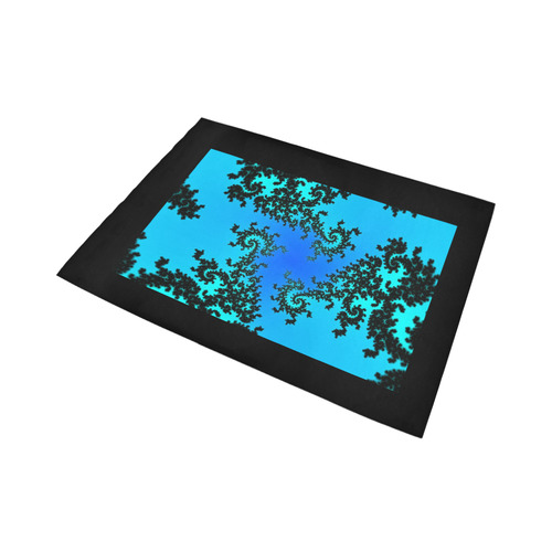 black and blue fractal Area Rug7'x5'