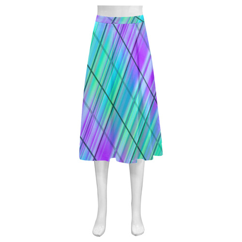 modern plaid 9 Mnemosyne Women's Crepe Skirt (Model D16)