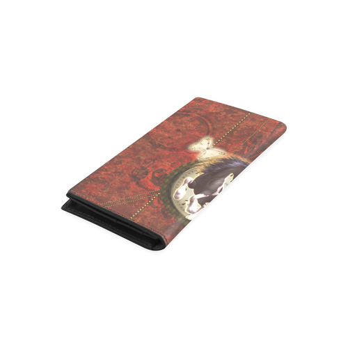 Wonderful horse on a clock Women's Leather Wallet (Model 1611)