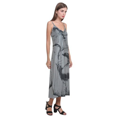 LION JUNGLE IV V-Neck Open Fork Long Dress(Model D18)