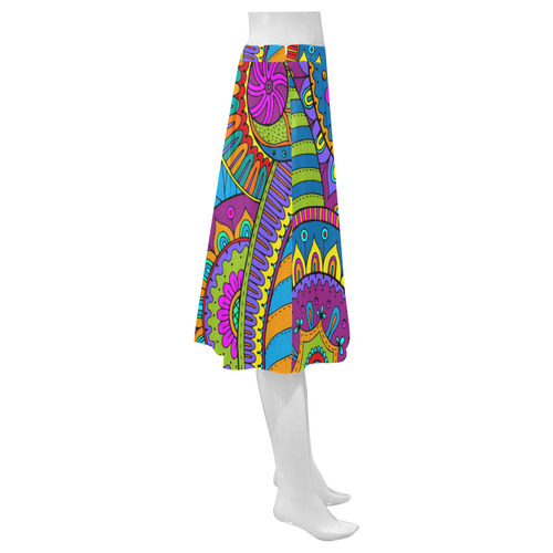 Pop Art PAISLEY Ornaments Pattern multicolored Mnemosyne Women's Crepe Skirt (Model D16)