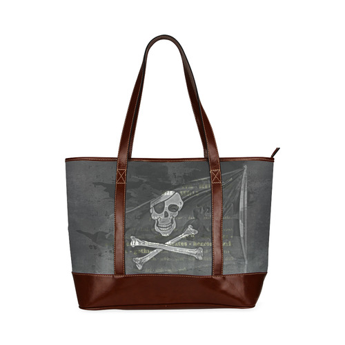 Vintage Skull Pirates Flag Tote Handbag (Model 1642)