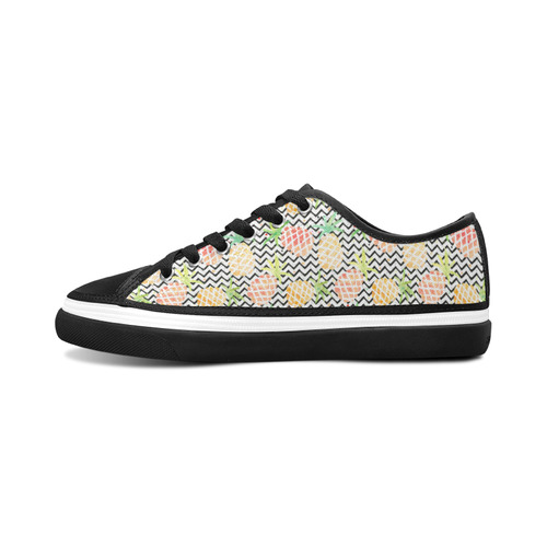 watercolor pineapple Women's Canvas Zipper Shoes/Large Size (Model 001)