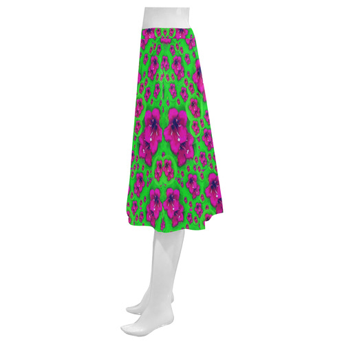 Fantasy Valentine in floral love and peace time Mnemosyne Women's Crepe Skirt (Model D16)