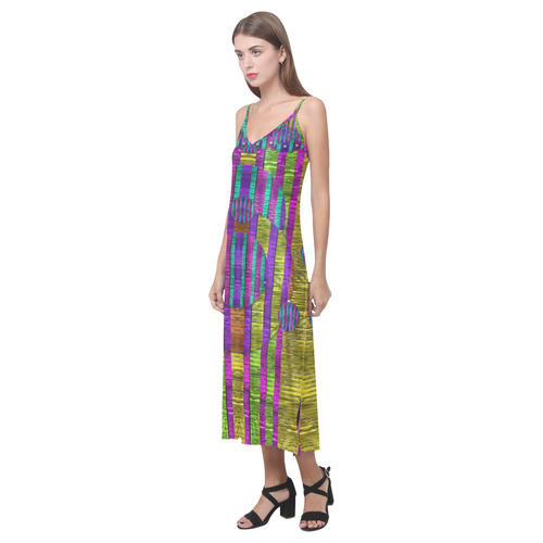 Our world filled of wonderful colors in love V-Neck Open Fork Long Dress(Model D18)