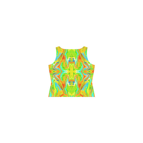 Multicolor Abtract Figure Sleeveless Splicing Shift Dress(Model D17)