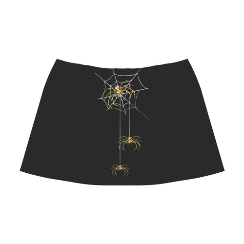 Spiders in the Cobweb Contour Gold Silver Mnemosyne Women's Crepe Skirt (Model D16)