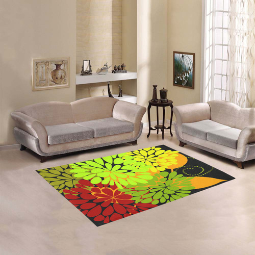Autumn Harvest Cool Modern Floral Abstract Art Area Rug 5'3''x4'