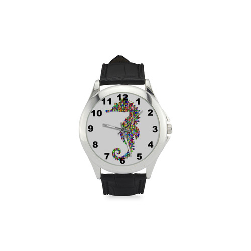 Abstract Triangle Seahorse Women's Classic Leather Strap Watch(Model 203)