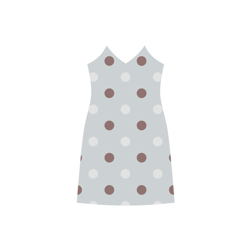 Grey original vintage Dress in high quality : Vintage dots V-Neck Open Fork Long Dress(Model D18)
