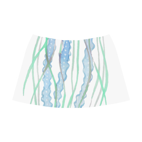 Watercolore JELLY FISH Blue Lilac Green Mnemosyne Women's Crepe Skirt (Model D16)