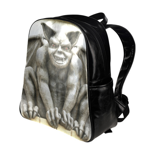 Grotesque Gargoyle with Red Eyes Multi-Pockets Backpack (Model 1636)