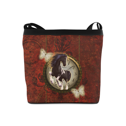 Wonderful horse on a clock Crossbody Bags (Model 1613)