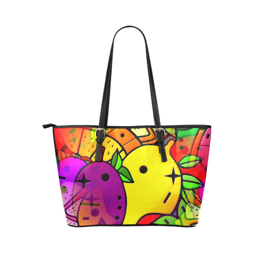 Fruities by Popart Lover Leather Tote Bag/Small (Model 1651)