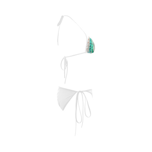 Girls vacation luxurious bikini with Feathers : Green emerald and white Collection 2016 Custom Bikini Swimsuit