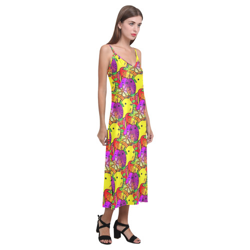 Fruities by Popart Lover V-Neck Open Fork Long Dress(Model D18)