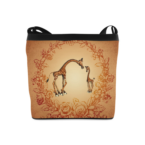 Cute giraffe with young giraffe Crossbody Bags (Model 1613)