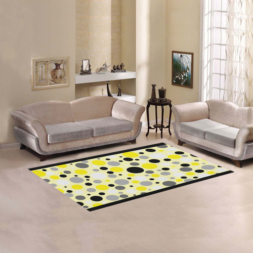 yellow gray and black polka dot Area Rug 5'x3'3''