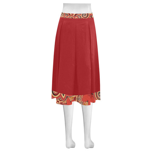 Cinnamon Color Curls and Swirls Mnemosyne Women's Crepe Skirt (Model D16)