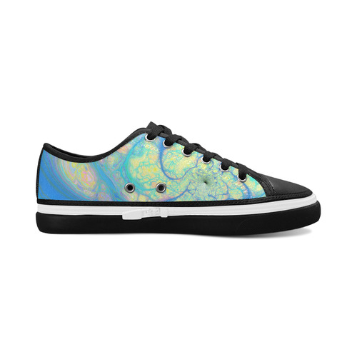 Blue Angel, Abstract Cosmic Azure Lemon Women's Canvas Zipper Shoes/Large Size (Model 001)