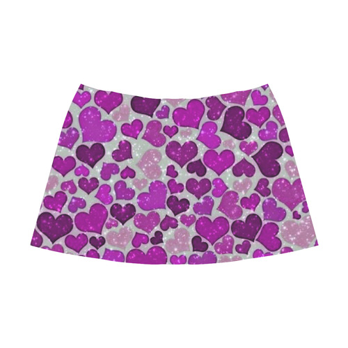 sparkling hearts purple Mnemosyne Women's Crepe Skirt (Model D16)