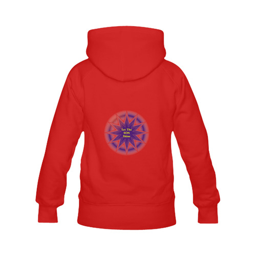 Jesus Let the Son Shine Purple Sunburst on Red Women's Classic Hoodies (Model H07)