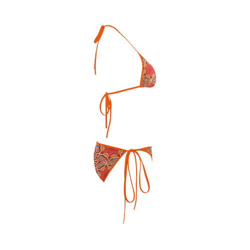 K143 Cinnamon Color Curls and Swirls Custom Bikini Swimsuit