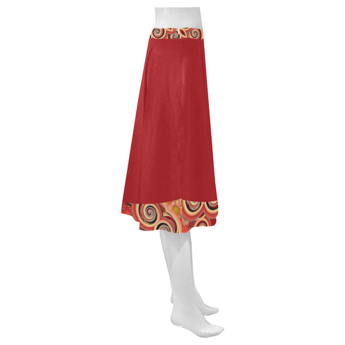 Cinnamon Color Curls and Swirls Mnemosyne Women's Crepe Skirt (Model D16)