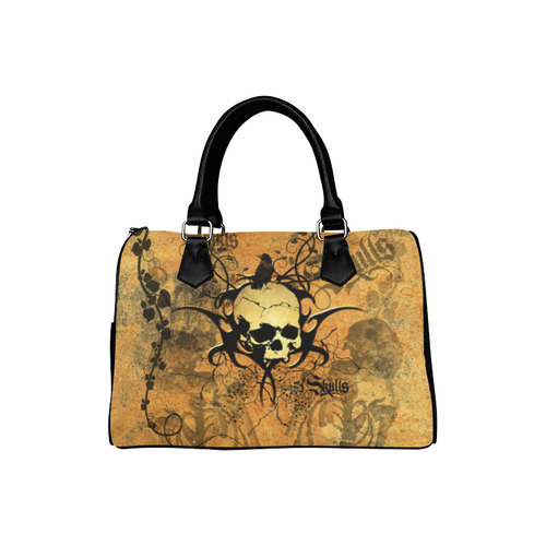 Awesome skull with tribal Boston Handbag (Model 1621)