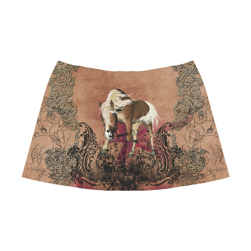 Amazing horse with flowers Mnemosyne Women's Crepe Skirt (Model D16)