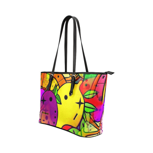 Fruities by Popart Lover Leather Tote Bag/Small (Model 1651)