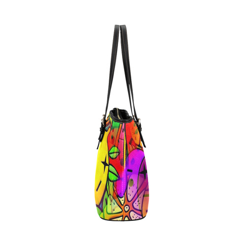 Fruities by Popart Lover Leather Tote Bag/Small (Model 1651)