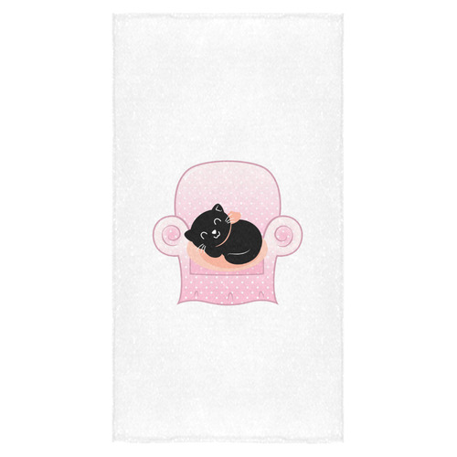 Sleeping Black cat on Pink sofa Designers luxury towel edition Bath Towel 30"x56"