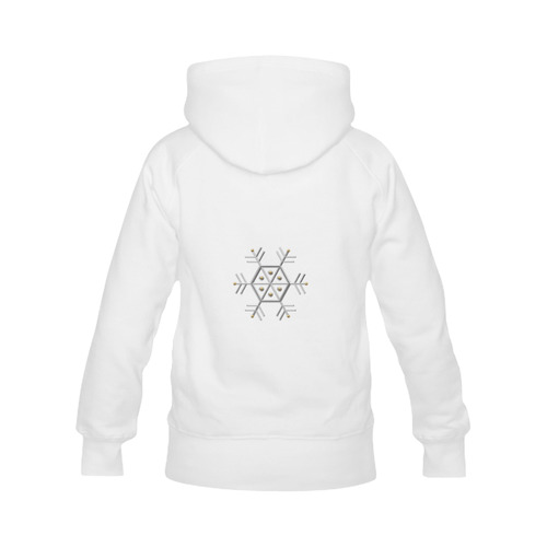 Winter Metallic Silver Snowflake 0n White Women's Classic Hoodies (Model H07)