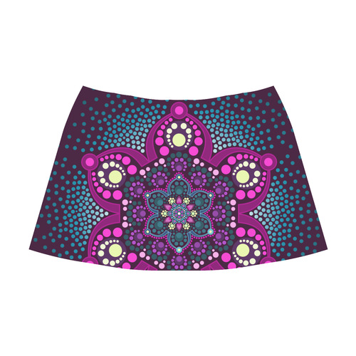 Dot painting meets mandalas 16 - 3 Mnemosyne Women's Crepe Skirt (Model D16)