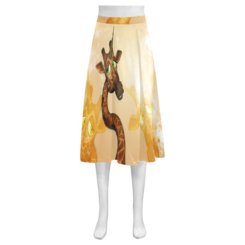 Cute unicorn giraffe Mnemosyne Women's Crepe Skirt (Model D16)