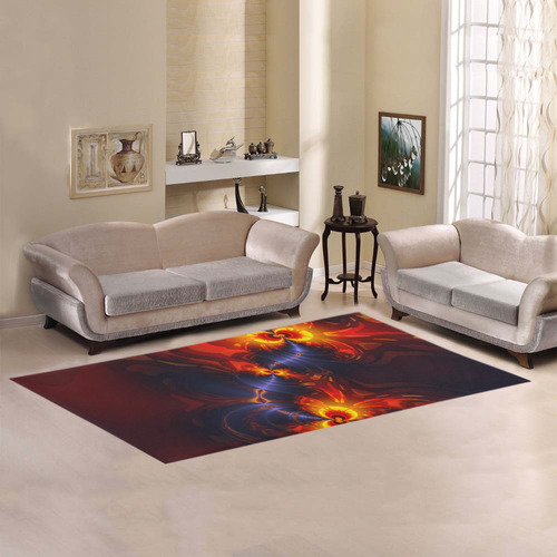 Butterfly Eyes, Abstract Violet Gold Wings Area Rug 7'x3'3''