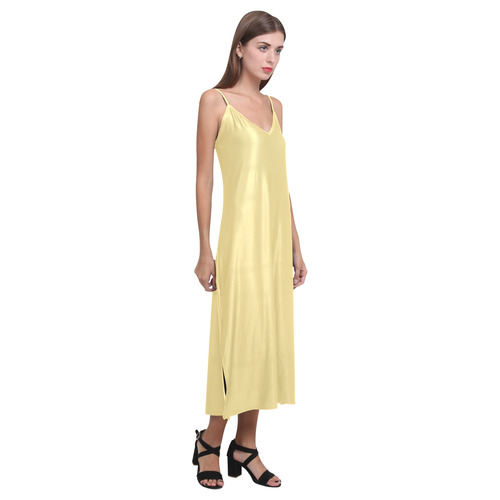 Sunshine V-Neck Open Fork Long Dress(Model D18)